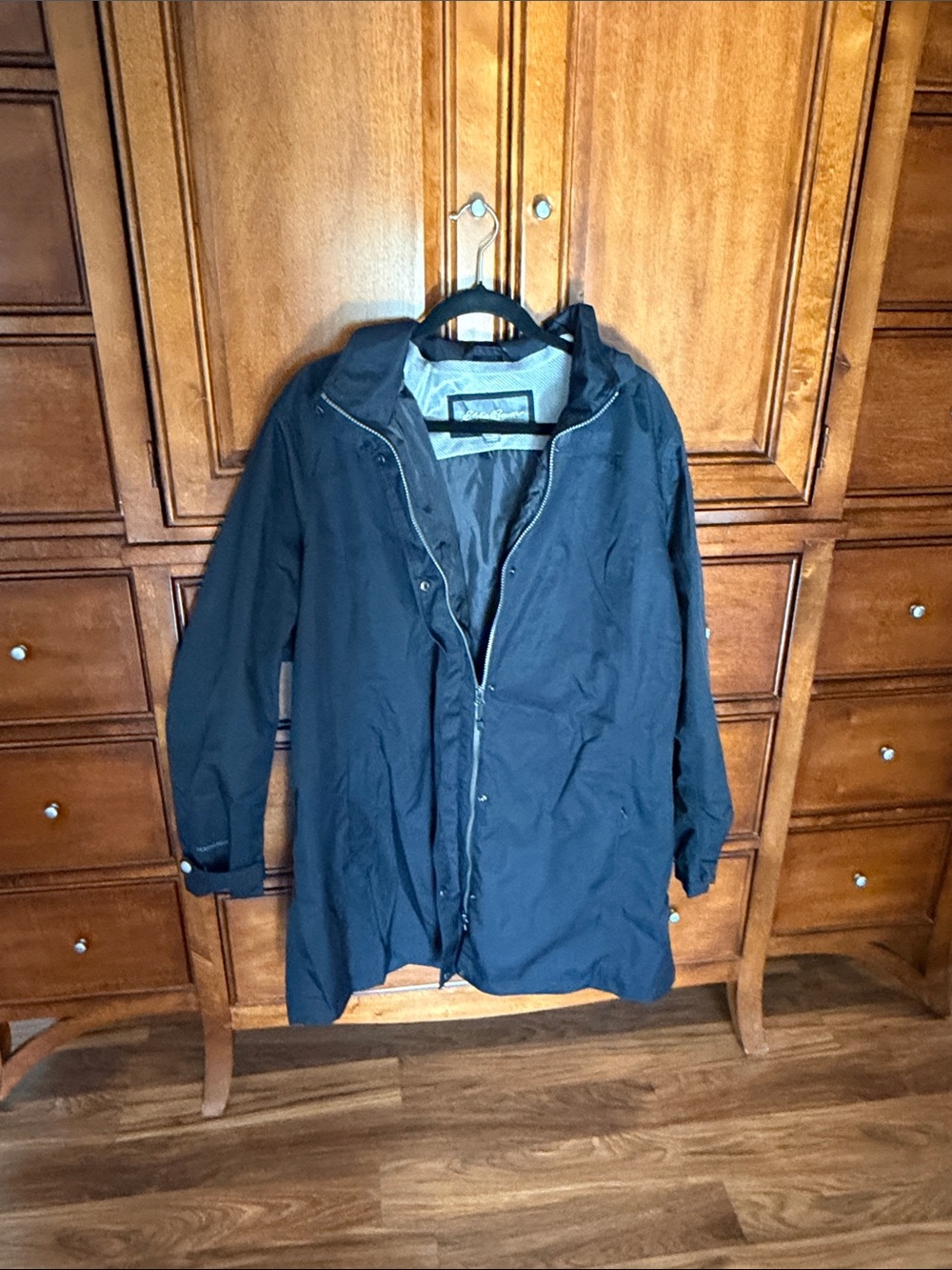 Eddie Bauer Navy Trench Coat with Hood